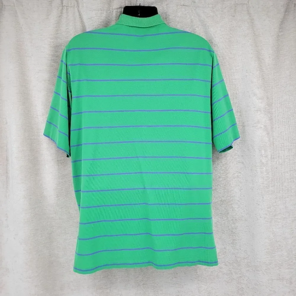 Polo Ralph Lauren Golf Green Blue Stripes Polo Shirt Short Sleeves Men's Large